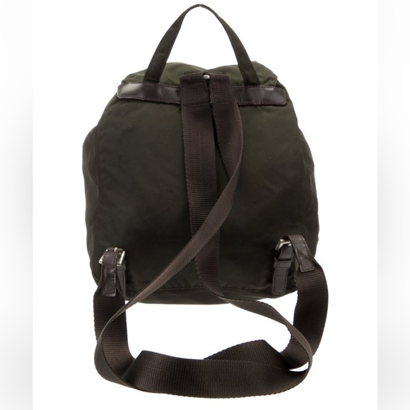 Prada Vela Nylon and leather Backpack dark olive green - Picture 12 of 14